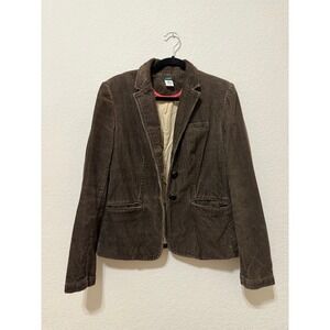 J.Crew‎ Vintage Women's Brown Corduroy Blazer Jacket Medium Leather Knot Button
